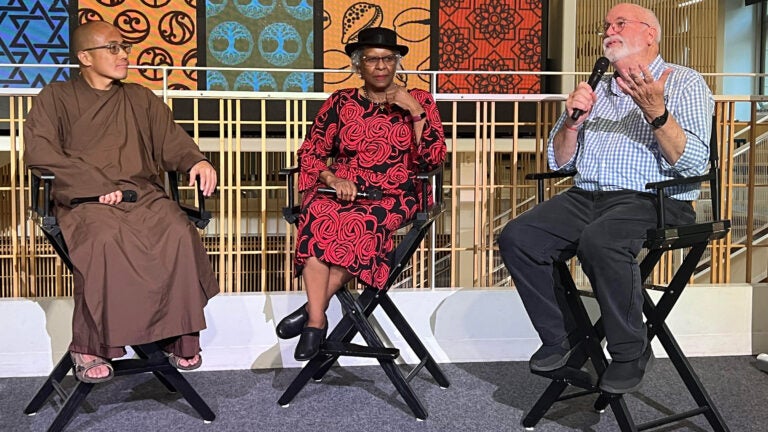 Stories of Social Change exhibit: Brother Chân Pháp Dung, Sabrina Sojourner and Father Gregory Boyle